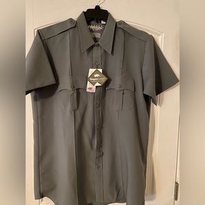 Men’s Frontline by Tact Squad Gray Short Sleeve ZIP UP Uniform Shirt 16.5 NWT